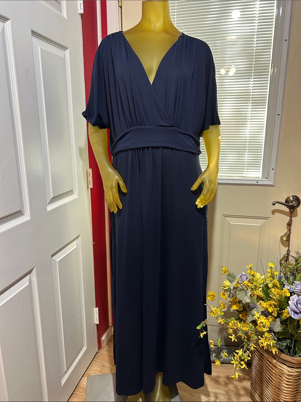 NWT Keluumme Navy Maxi Wrap Dress with Waistband